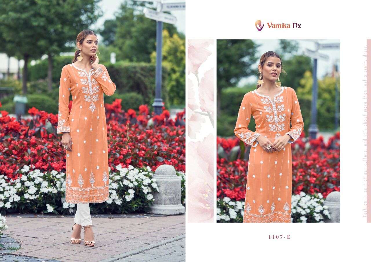 ROOH VOL-2 PLATINUM BY VAMIKA 1107-A TO 1107-E SERIES DESIGNER STYLISH FANCY COLORFUL BEAUTIFUL PARTY WEAR & ETHNIC WEAR COLLECTION VISCOSE RAYON KURTIS WITH BOTTOM AT WHOLESALE PRICE