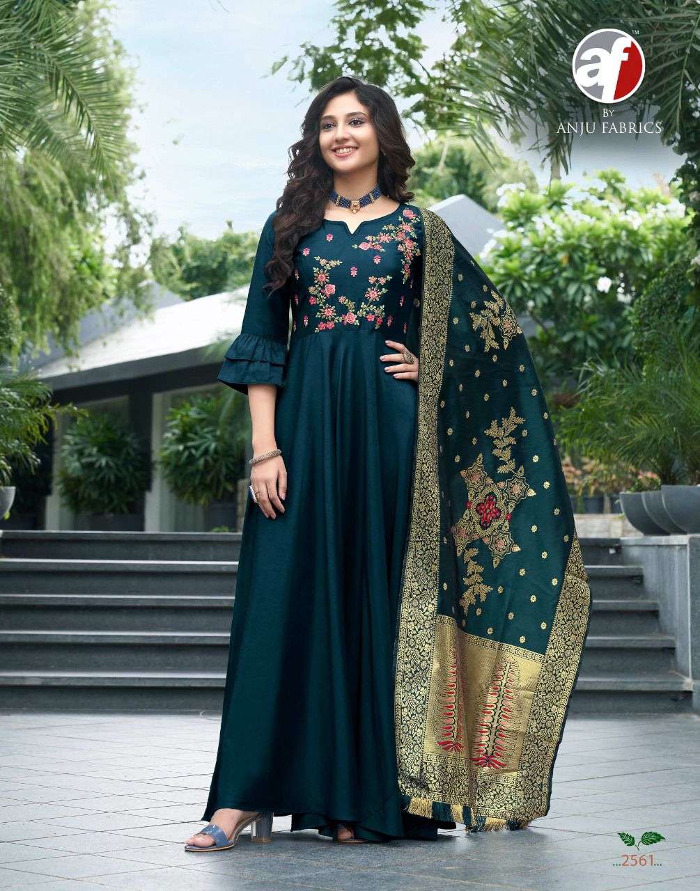 HASEEN PAL VOL-8 BY AF 2561 TO 2566 SERIES BEAUTIFUL STYLISH FANCY COLORFUL CASUAL WEAR & ETHNIC WEAR BEMBERG SILK GOWNS WITH DUPATTA AT WHOLESALE PRICE