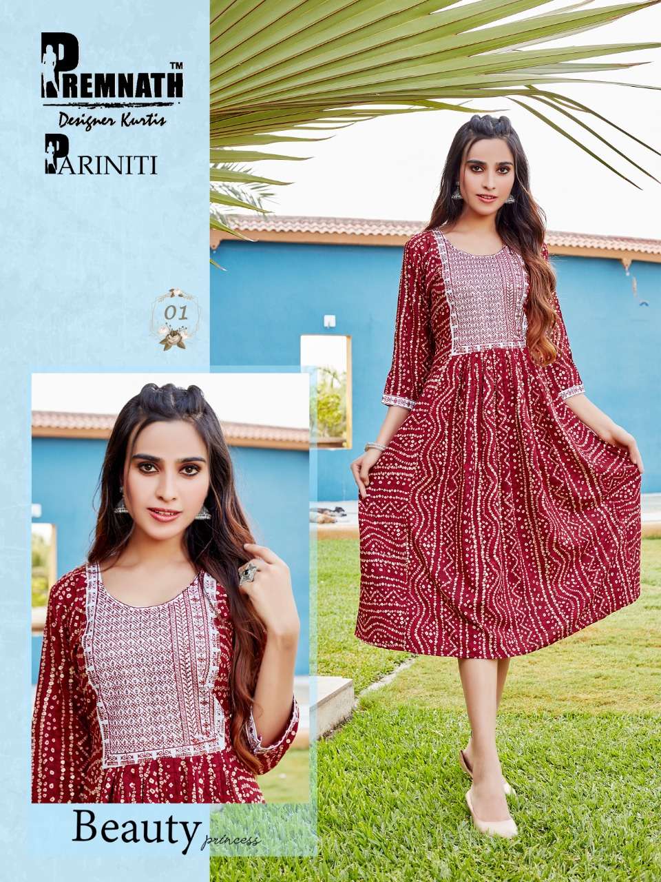 PARINITI BY PREMNATH 01 TO 06 SERIES DESIGNER STYLISH FANCY COLORFUL BEAUTIFUL PARTY WEAR & ETHNIC WEAR COLLECTION RAYON PRINT KURTIS AT WHOLESALE PRICE