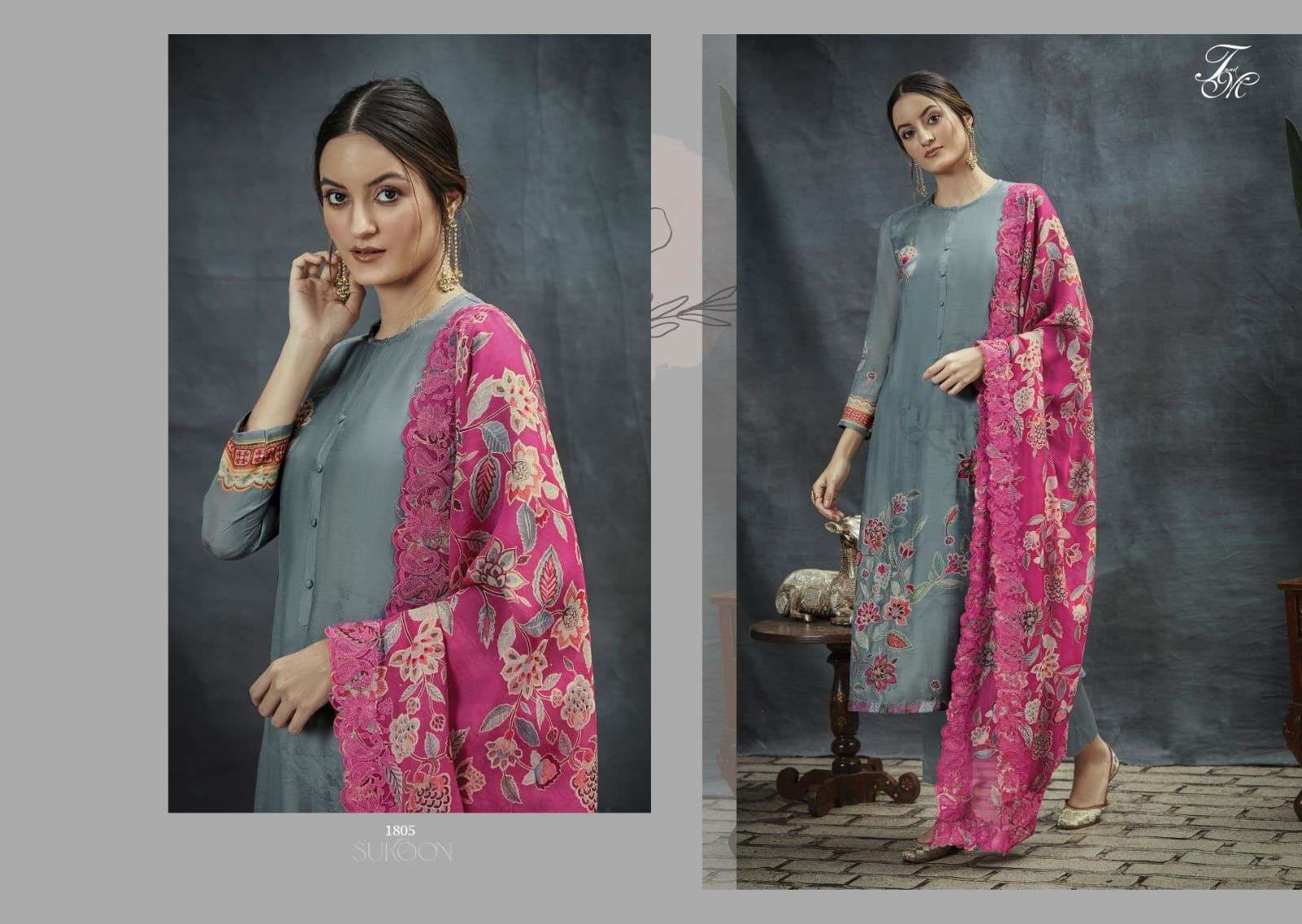 SUKOON BY T AND M DESIGNER STUDIO BEAUTIFUL SUITS COLORFUL STYLISH FANCY CASUAL WEAR & ETHNIC WEAR SILK DIGITAL PRINT DRESSES AT WHOLESALE PRICE