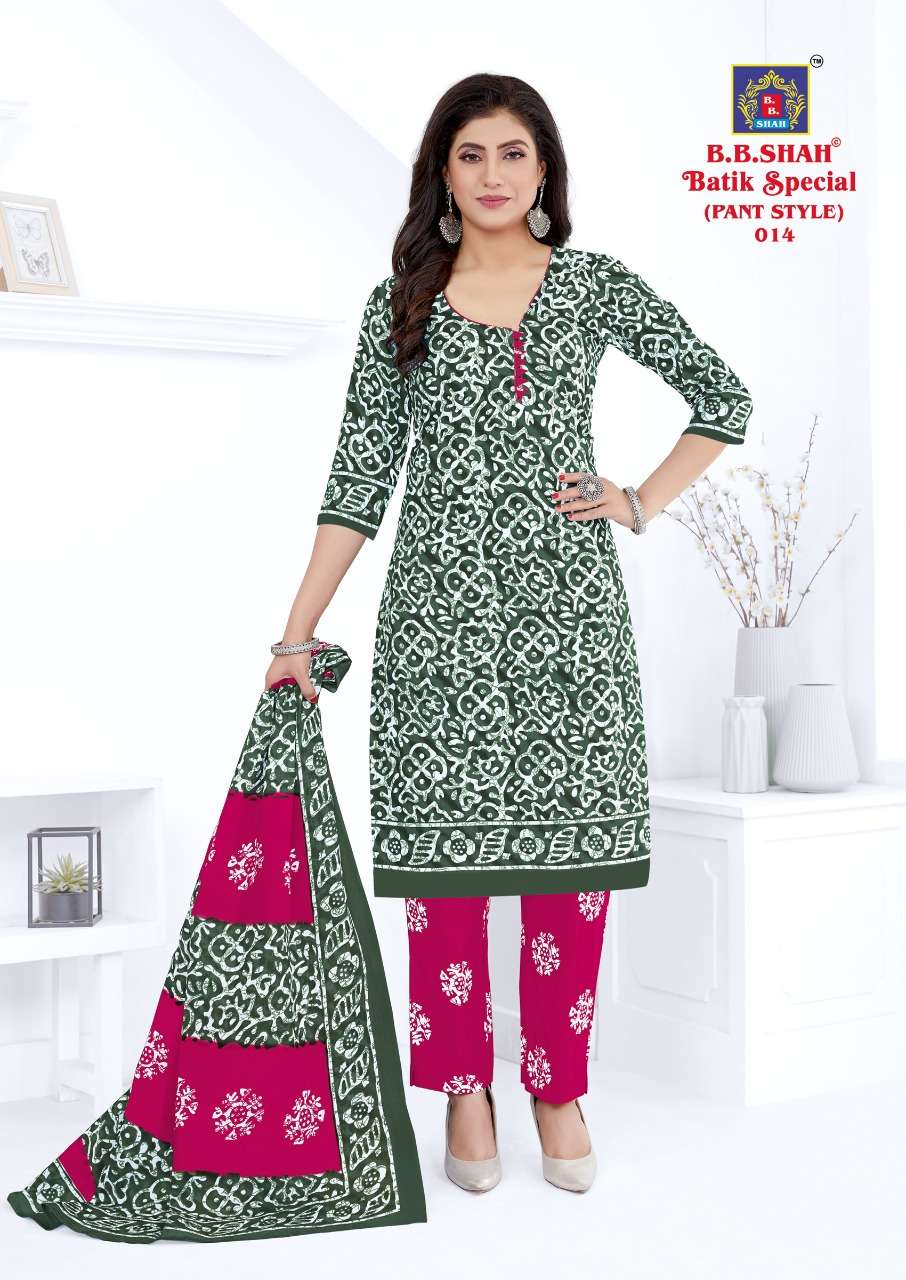 BATIK SPECIAL VOL-1 BY B B SHAH 001 TO 014 SERIES BEAUTIFUL SUITS COLORFUL STYLISH FANCY CASUAL WEAR & ETHNIC WEAR PURE COTTON PRINT DRESSES AT WHOLESALE PRICE