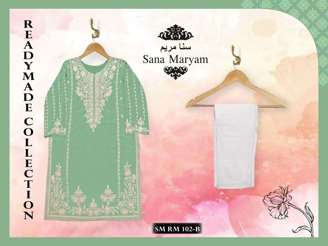 SM-102 COLOURS BY SANA MARYAM 102-A TO 102-B SERIES DESIGNER STYLISH FANCY COLORFUL BEAUTIFUL PARTY WEAR & ETHNIC WEAR COLLECTION FAUX GEORGETTE KURTIS WITH BOTTOM AT WHOLESALE PRICE