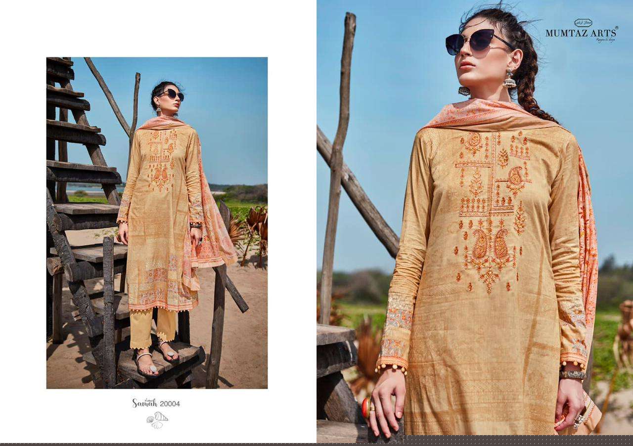 SAMAH BY MUMTAZ ARTS 20001 TO 20008 SERIES BEAUTIFUL SUITS COLORFUL STYLISH FANCY CASUAL WEAR & ETHNIC WEAR PURE LAWN COTTON PRINT DRESSES AT WHOLESALE PRICE