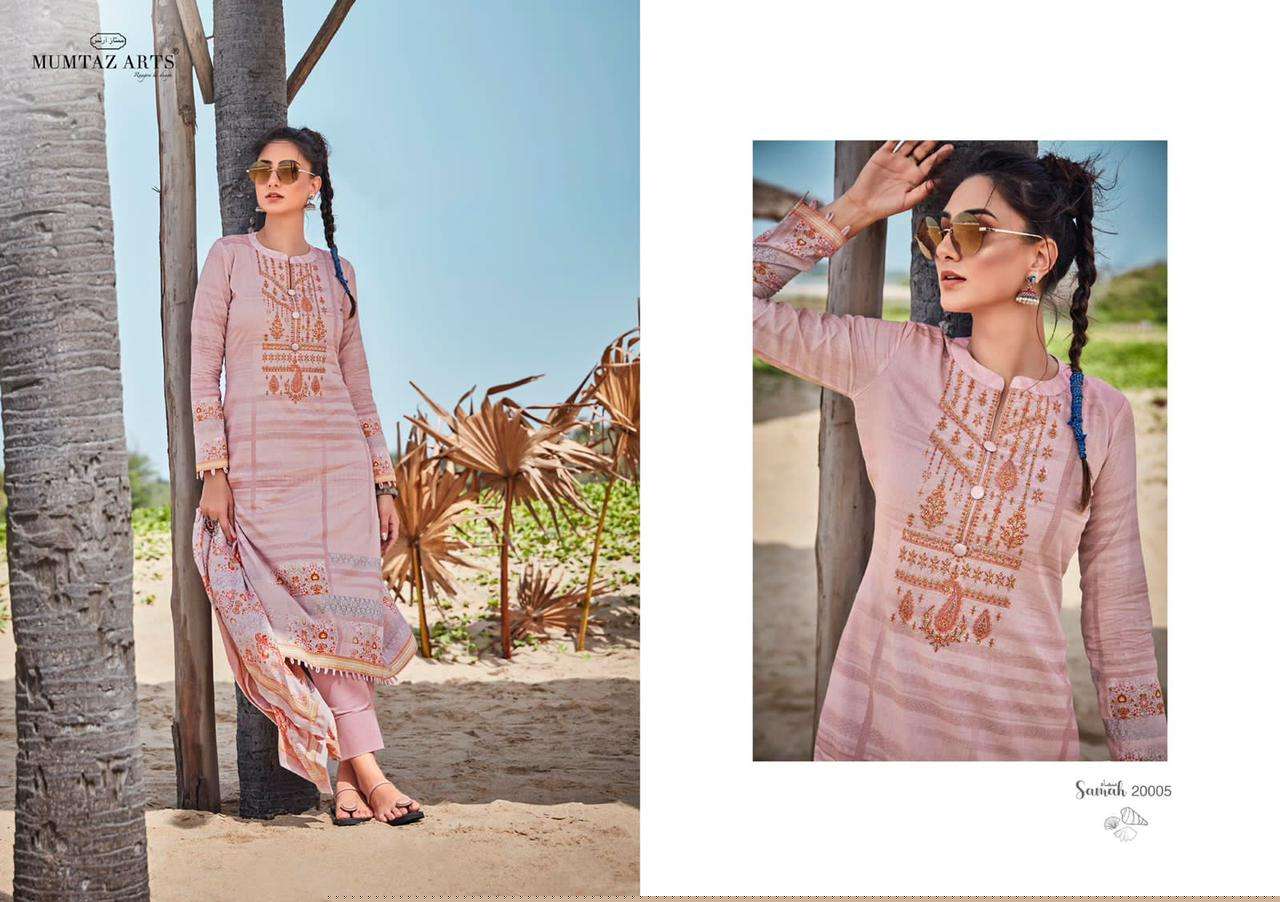 SAMAH BY MUMTAZ ARTS 20001 TO 20008 SERIES BEAUTIFUL SUITS COLORFUL STYLISH FANCY CASUAL WEAR & ETHNIC WEAR PURE LAWN COTTON PRINT DRESSES AT WHOLESALE PRICE