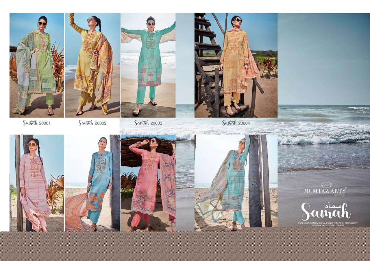 SAMAH BY MUMTAZ ARTS 20001 TO 20008 SERIES BEAUTIFUL SUITS COLORFUL STYLISH FANCY CASUAL WEAR & ETHNIC WEAR PURE LAWN COTTON PRINT DRESSES AT WHOLESALE PRICE