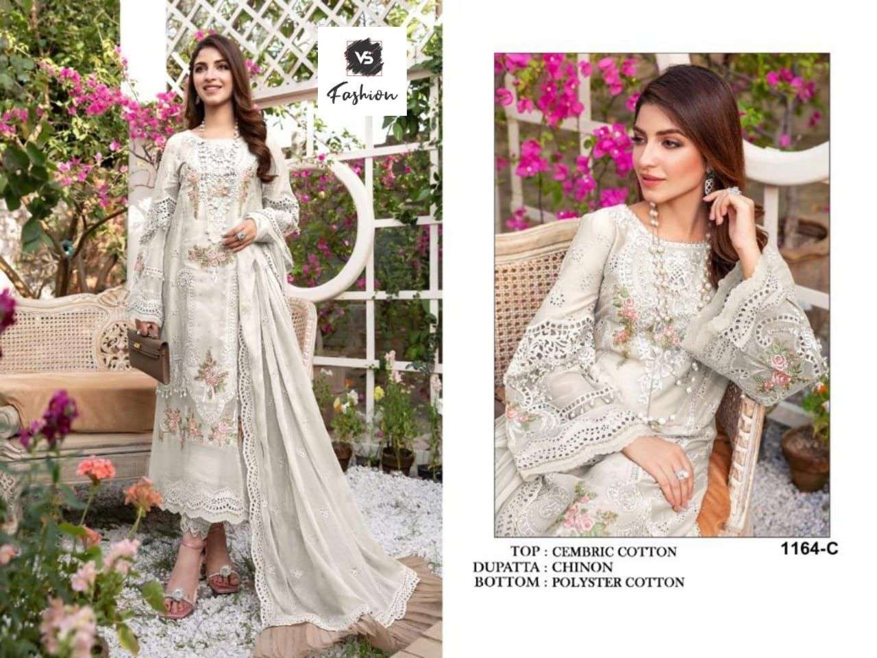 VS-1164 COLOURS BY FASHID WHOLESALE 1164-A TO 1164-D SERIES BEAUTIFUL PAKISTANI SUITS COLORFUL STYLISH FANCY CASUAL WEAR & ETHNIC WEAR CAMBRIC COTTON DRESSES AT WHOLESALE PRICE