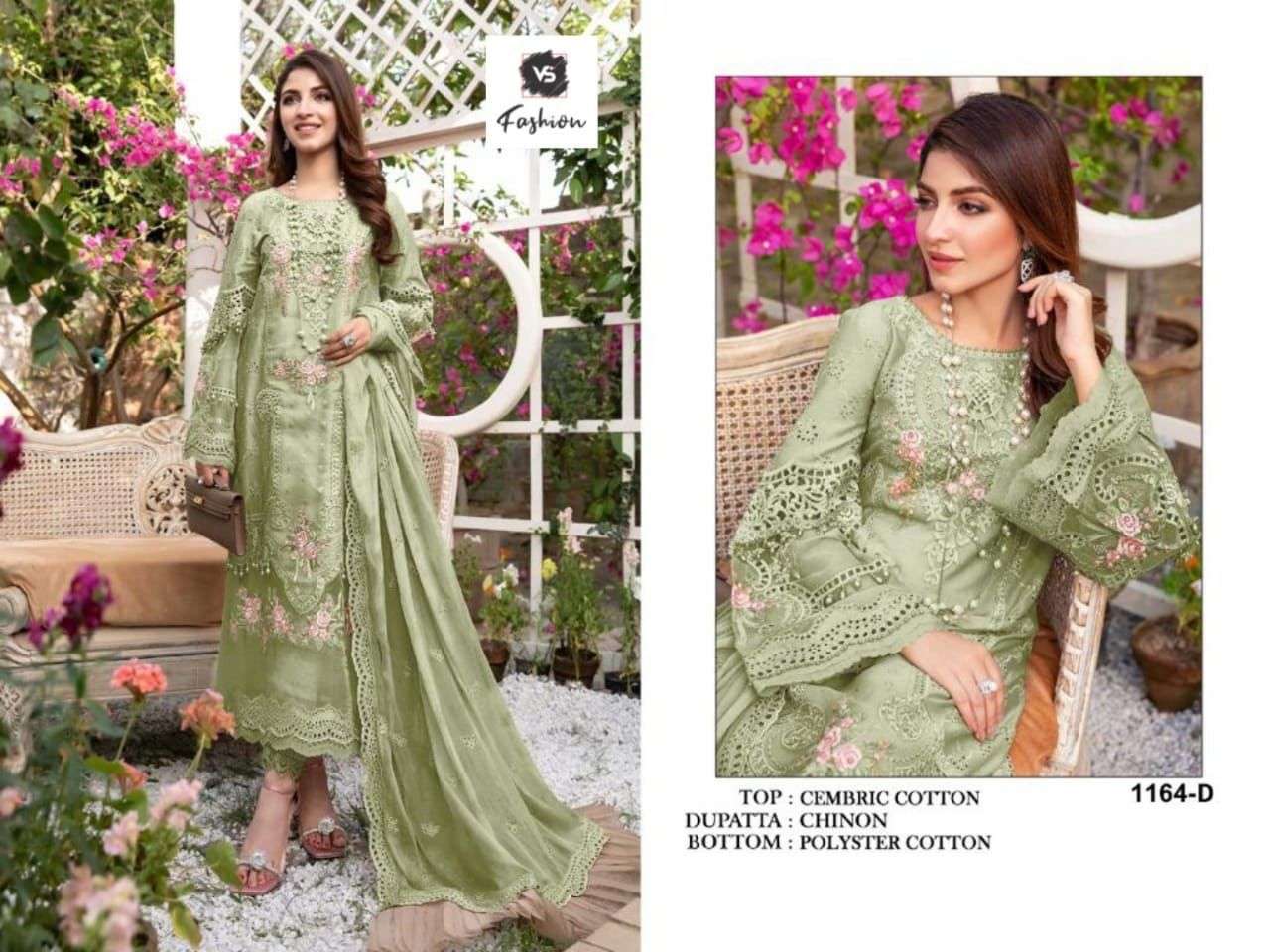 VS-1164 COLOURS BY FASHID WHOLESALE 1164-A TO 1164-D SERIES BEAUTIFUL PAKISTANI SUITS COLORFUL STYLISH FANCY CASUAL WEAR & ETHNIC WEAR CAMBRIC COTTON DRESSES AT WHOLESALE PRICE