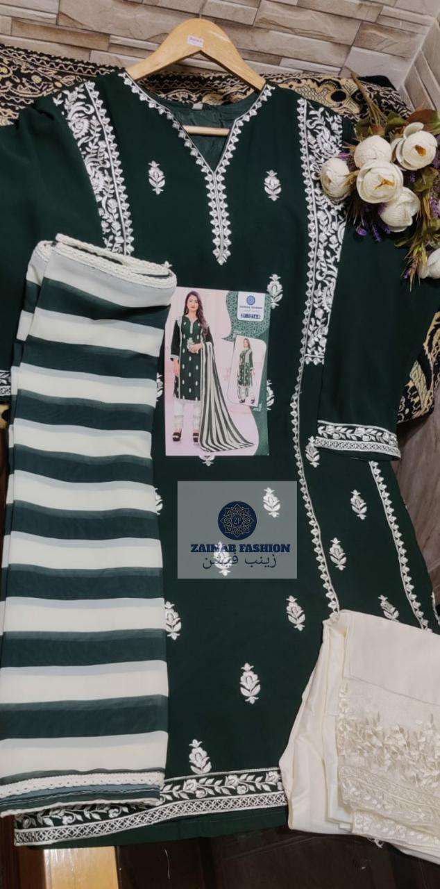 ZF-1208 BY ZAINAB FASHION 1208-A TO 1208-C SERIES PAKISTANI SUITS BEAUTIFUL FANCY COLORFUL STYLISH PARTY WEAR & OCCASIONAL WEAR PURE GEORGETTE WITH EMBROIDERY DRESSES AT WHOLESALE PRICE
