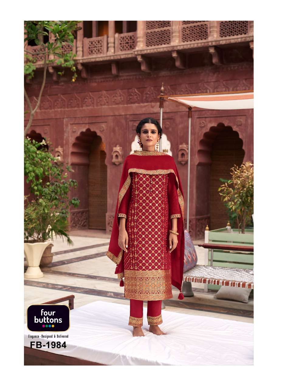 BANARAS BY FOUR BUTTONS 1981 TO 1986 SERIES BEAUTIFUL SUITS COLORFUL STYLISH FANCY CASUAL WEAR & ETHNIC WEAR DOLA SILK DRESSES AT WHOLESALE PRICE