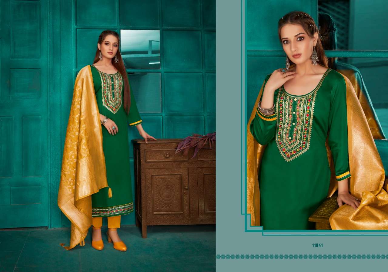 PARIDHAN BY PANCH RATNA 11841 TO 11845 SERIES BEAUTIFUL SUITS COLORFUL STYLISH FANCY CASUAL WEAR & ETHNIC WEAR JAM SILK DRESSES AT WHOLESALE PRICE