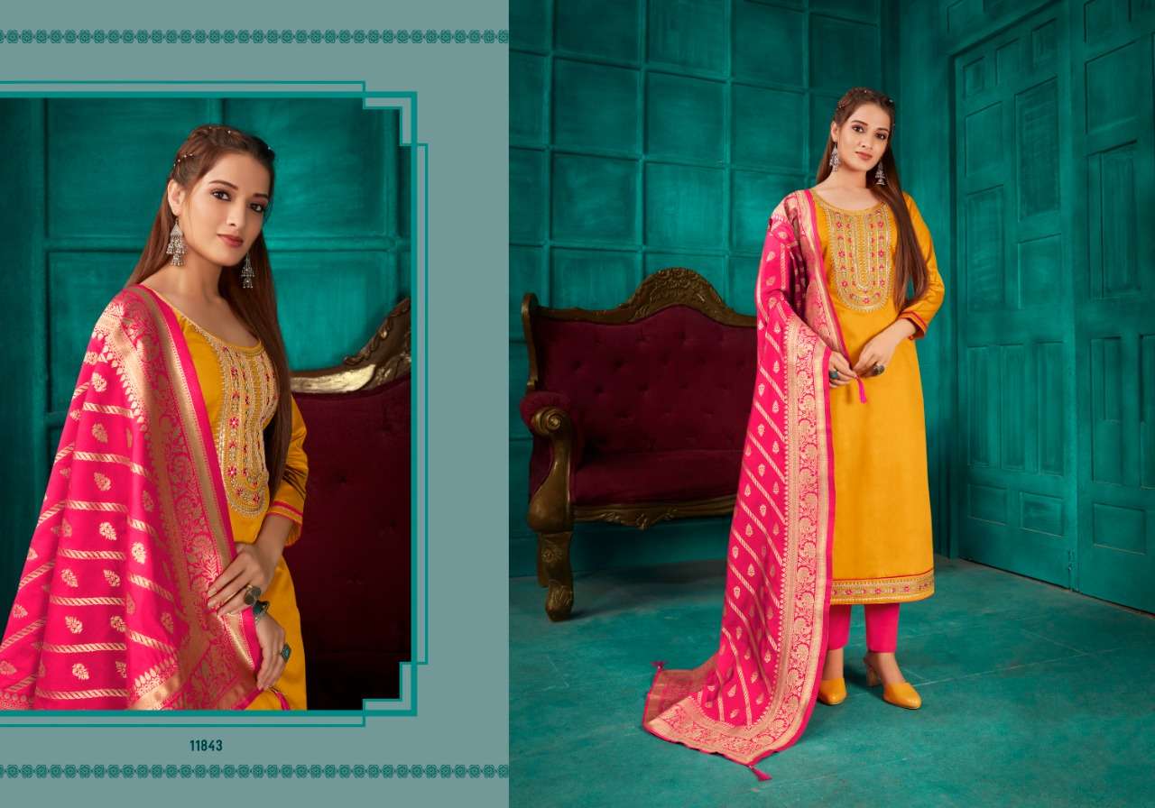 PARIDHAN BY PANCH RATNA 11841 TO 11845 SERIES BEAUTIFUL SUITS COLORFUL STYLISH FANCY CASUAL WEAR & ETHNIC WEAR JAM SILK DRESSES AT WHOLESALE PRICE
