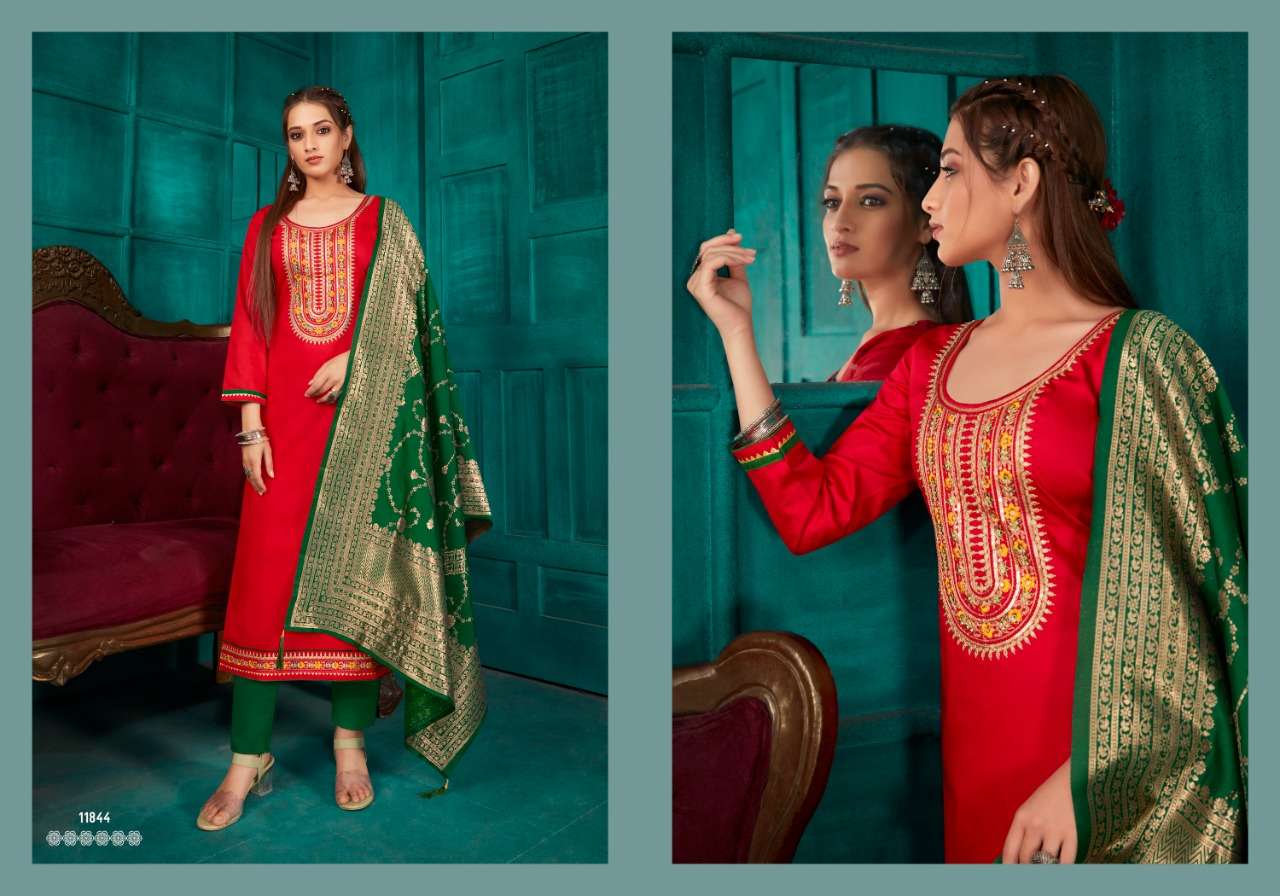 PARIDHAN BY PANCH RATNA 11841 TO 11845 SERIES BEAUTIFUL SUITS COLORFUL STYLISH FANCY CASUAL WEAR & ETHNIC WEAR JAM SILK DRESSES AT WHOLESALE PRICE