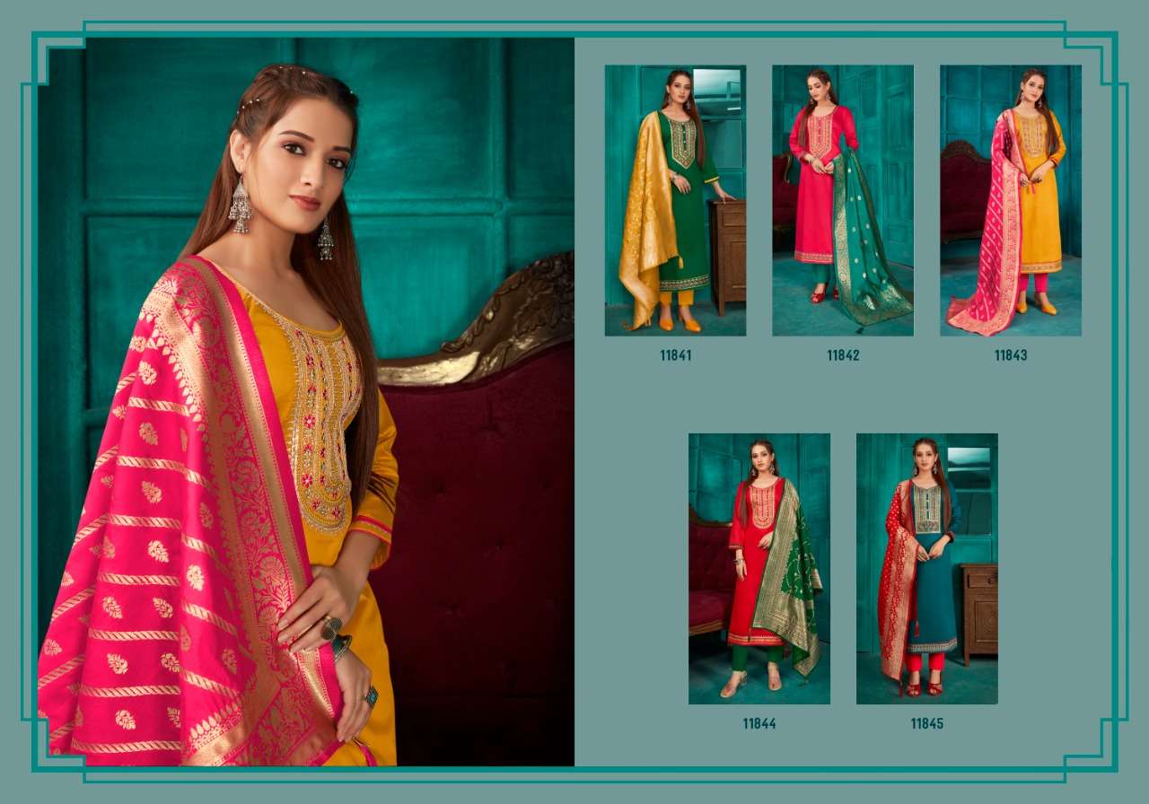 PARIDHAN BY PANCH RATNA 11841 TO 11845 SERIES BEAUTIFUL SUITS COLORFUL STYLISH FANCY CASUAL WEAR & ETHNIC WEAR JAM SILK DRESSES AT WHOLESALE PRICE