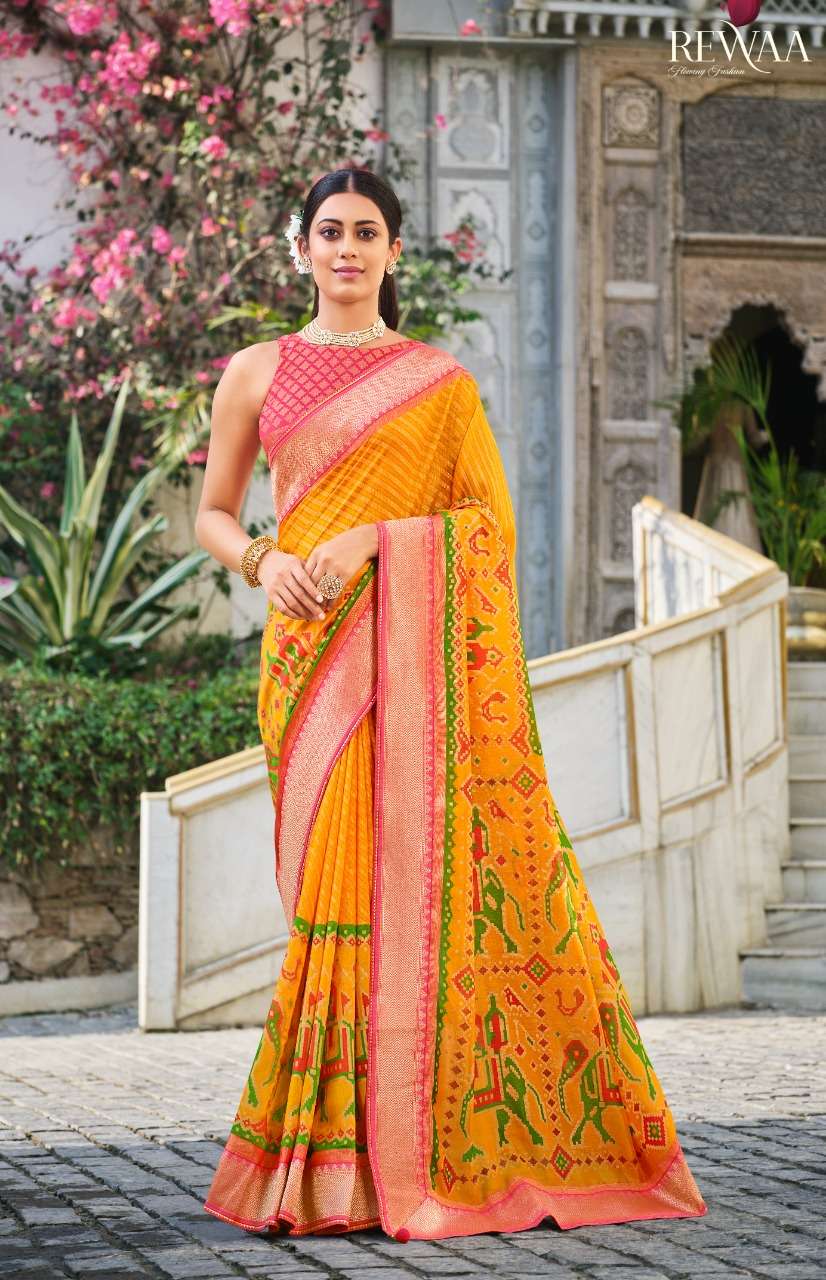 SAMANTA VOL-2 BY REWAA INDIAN TRADITIONAL WEAR COLLECTION BEAUTIFUL STYLISH FANCY COLORFUL PARTY WEAR & OCCASIONAL WEAR BRASSO PATOLA SAREES AT WHOLESALE PRICE