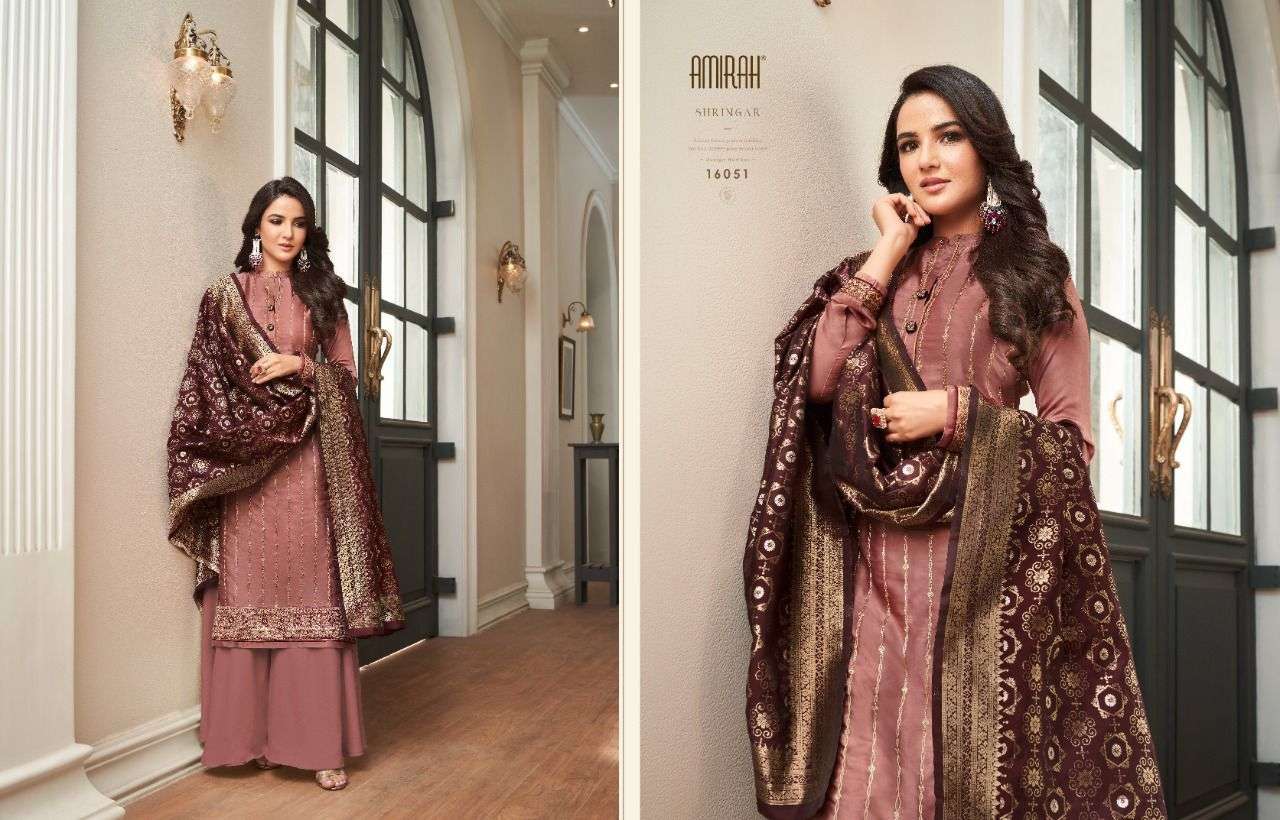 SHRINGAR BY AMIRAH 16051 TO 16056 SERIES BEAUTIFUL SUITS COLORFUL STYLISH FANCY CASUAL WEAR & ETHNIC WEAR SATIN SILK DRESSES AT WHOLESALE PRICE