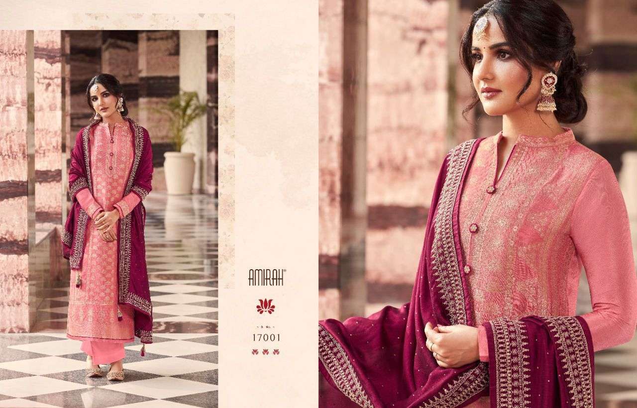 KHWAHISH VOL-2 BY AMIRAH 17001 TO 17006 SERIES BEAUTIFUL STYLISH SUITS FANCY COLORFUL CASUAL WEAR & ETHNIC WEAR & READY TO WEAR DOLA SILK JACQUARD DRESSES AT WHOLESALE PRICE