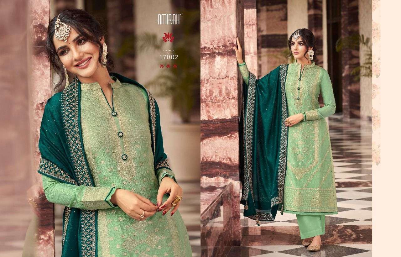 KHWAHISH VOL-2 BY AMIRAH 17001 TO 17006 SERIES BEAUTIFUL STYLISH SUITS FANCY COLORFUL CASUAL WEAR & ETHNIC WEAR & READY TO WEAR DOLA SILK JACQUARD DRESSES AT WHOLESALE PRICE