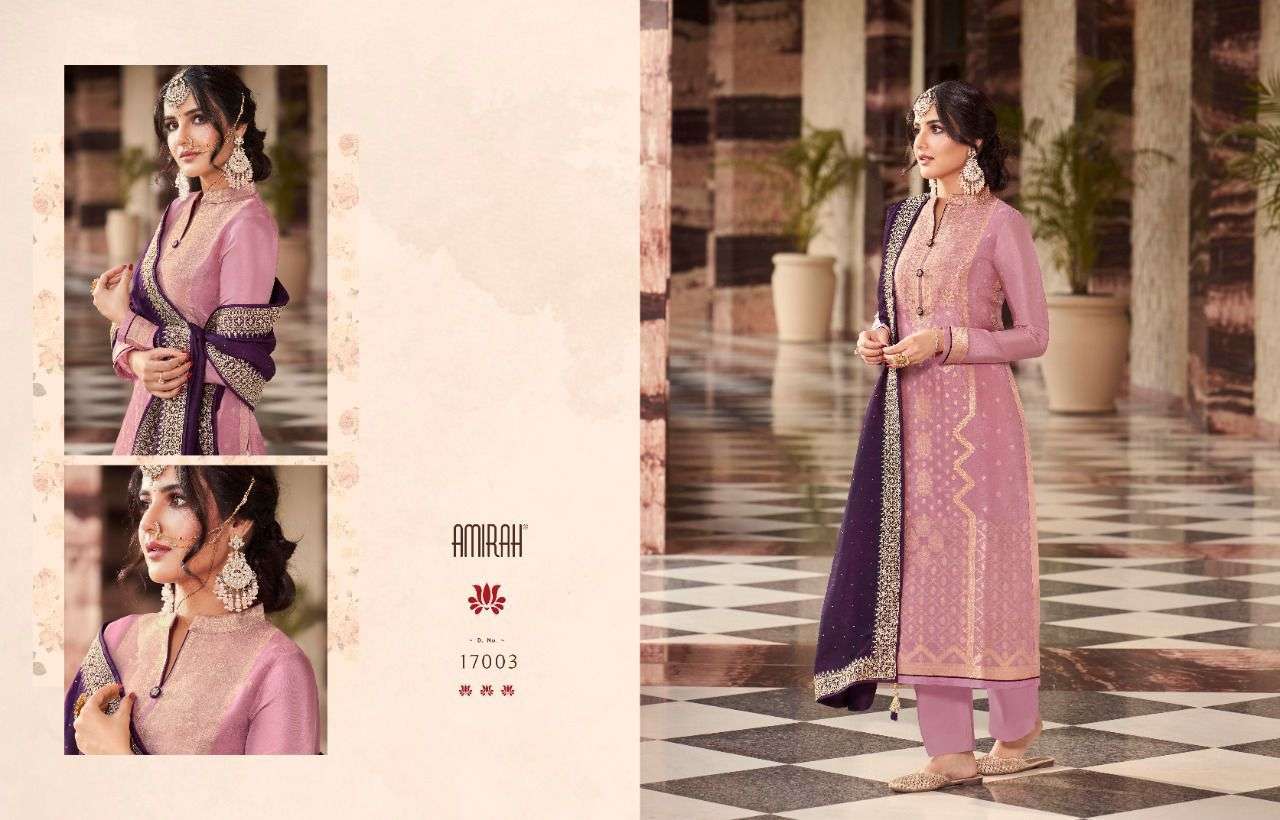 KHWAHISH VOL-2 BY AMIRAH 17001 TO 17006 SERIES BEAUTIFUL STYLISH SUITS FANCY COLORFUL CASUAL WEAR & ETHNIC WEAR & READY TO WEAR DOLA SILK JACQUARD DRESSES AT WHOLESALE PRICE