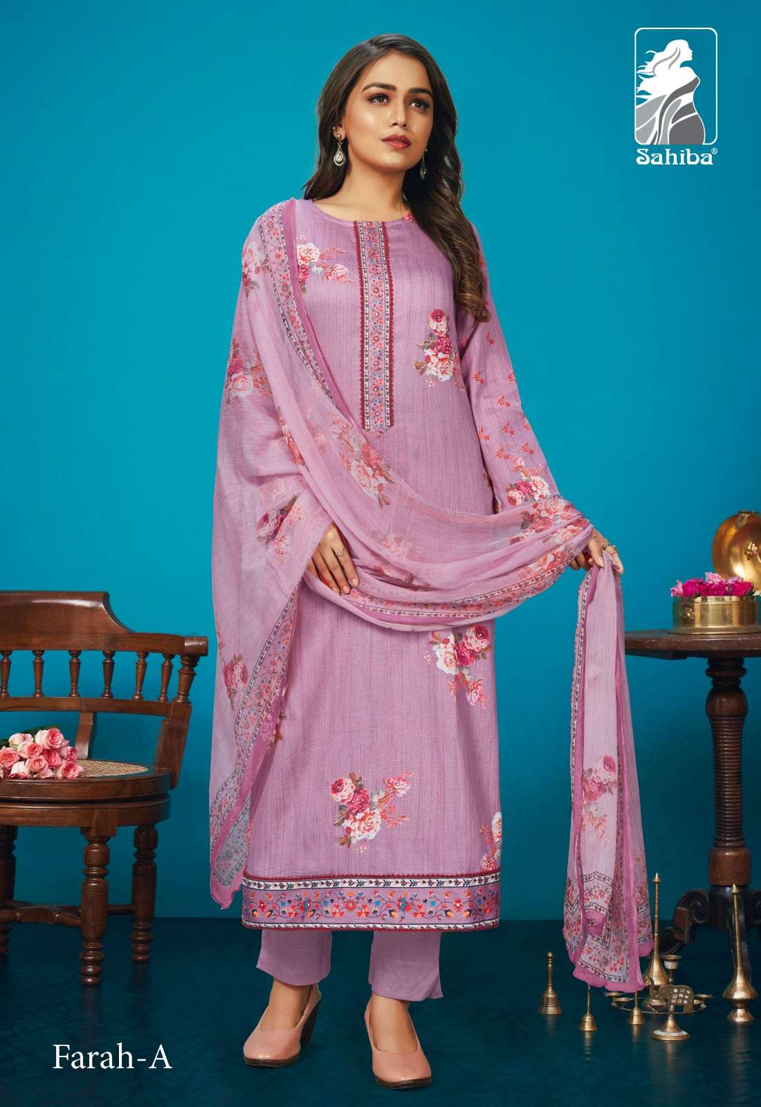 FARAH BY SAHIBA FABRICS A TO D SERIES BEAUTIFUL SUITS COLORFUL STYLISH FANCY CASUAL WEAR & ETHNIC WEAR COTTON SATIN PRINT DRESSES AT WHOLESALE PRICE