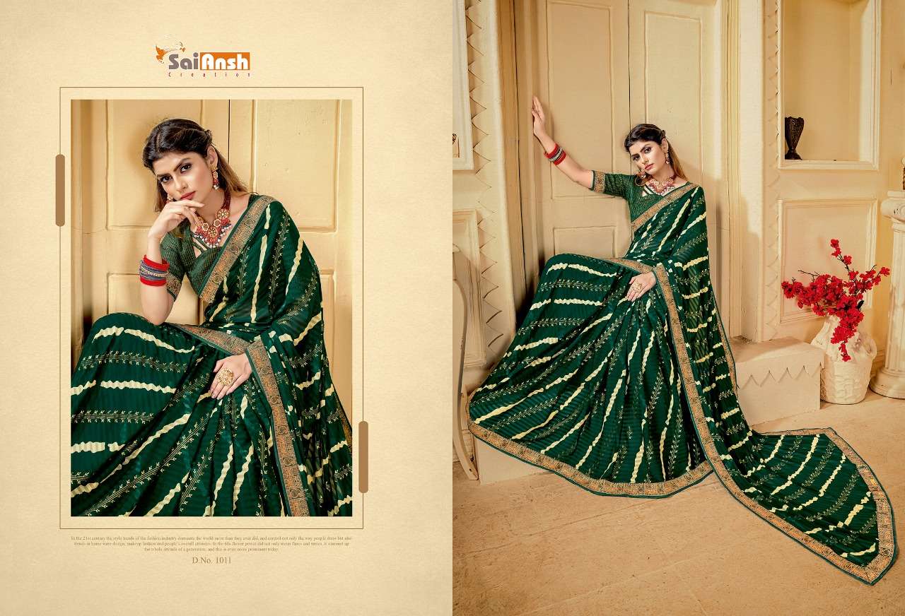 MERI JAAN BY SAI ANSH 1001 TO 1012 SERIES INDIAN TRADITIONAL WEAR COLLECTION BEAUTIFUL STYLISH FANCY COLORFUL PARTY WEAR & OCCASIONAL WEAR GEORGETTE SAREES AT WHOLESALE PRICE