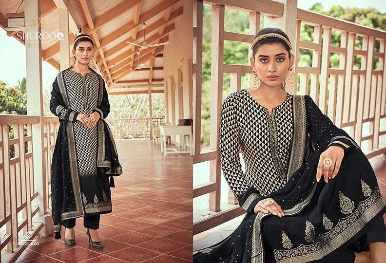 HARNAAZ BY SHUROOQ 1001 TO 1004 SERIES BEAUTIFUL SUITS COLORFUL STYLISH FANCY CASUAL WEAR & ETHNIC WEAR PURE SILK JACQUARD DRESSES AT WHOLESALE PRICE