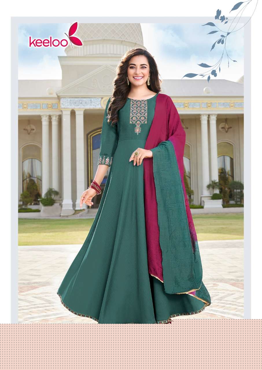 GRACIE VOL-1 BY KEELOO 1001 TO 1006 SERIES BEAUTIFUL STYLISH FANCY COLORFUL CASUAL WEAR & ETHNIC WEAR VISCOSE SLUB GOWNS WITH DUPATTA AT WHOLESALE PRICE