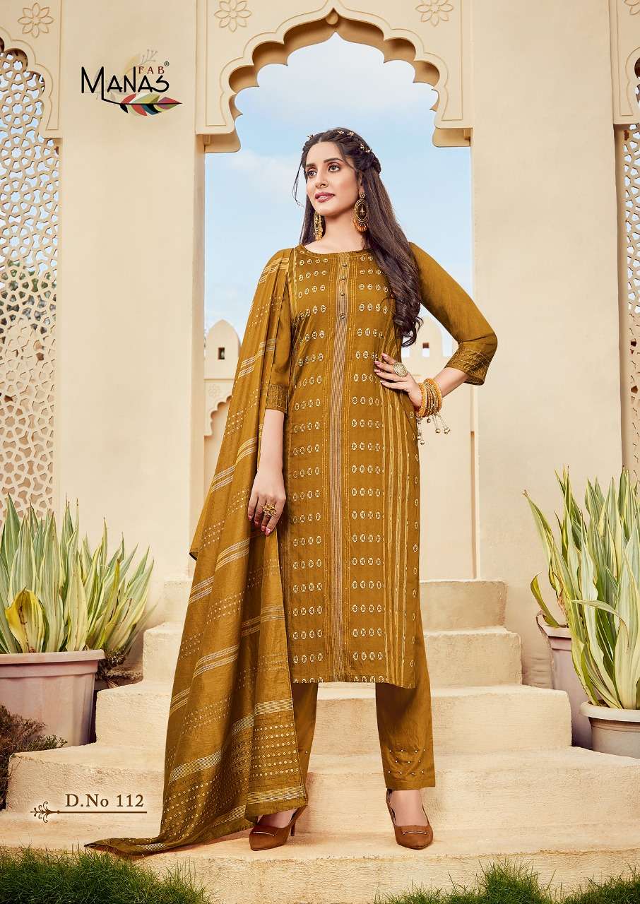 MAHER VOL-2 BY MANAS FAB 107 TO 112 SERIES BEAUTIFUL SUITS COLORFUL STYLISH FANCY CASUAL WEAR & ETHNIC WEAR PURE VISCOSE JACQUARD WITH WORK DRESSES AT WHOLESALE PRICE
