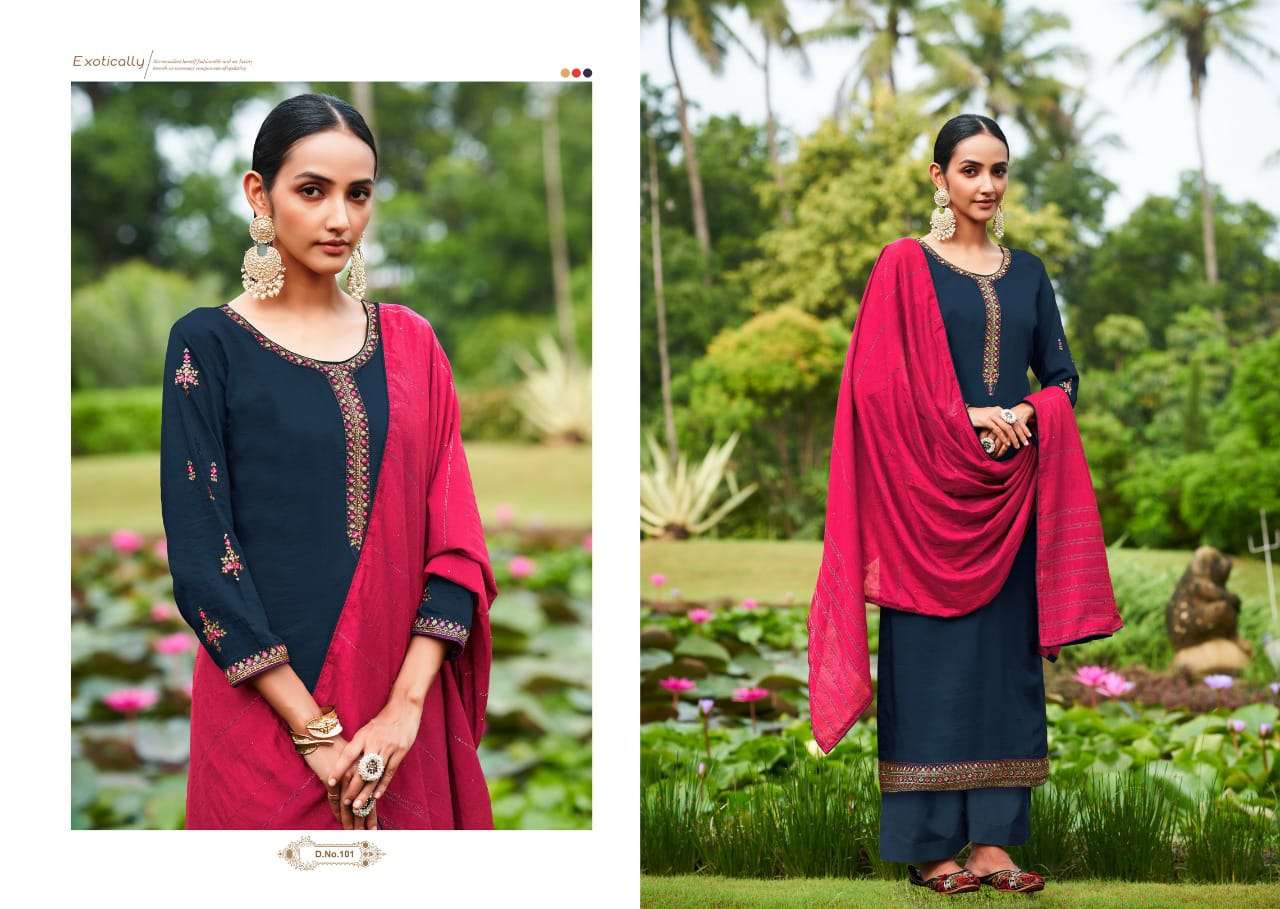 WILLA BY CHERRY 101 TO 104 SERIES BEAUTIFUL SUITS COLORFUL STYLISH FANCY CASUAL WEAR & ETHNIC WEAR PARAMPARA SILK DRESSES AT WHOLESALE PRICE