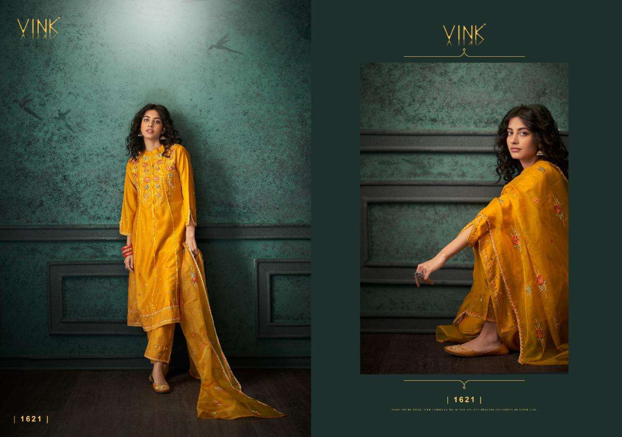 FESTIVE EDIT BY VINK 1621 TO 1626 SERIES BEAUTIFUL SUITS COLORFUL STYLISH FANCY CASUAL WEAR & ETHNIC WEAR CHINNON SILK DRESSES AT WHOLESALE PRICE