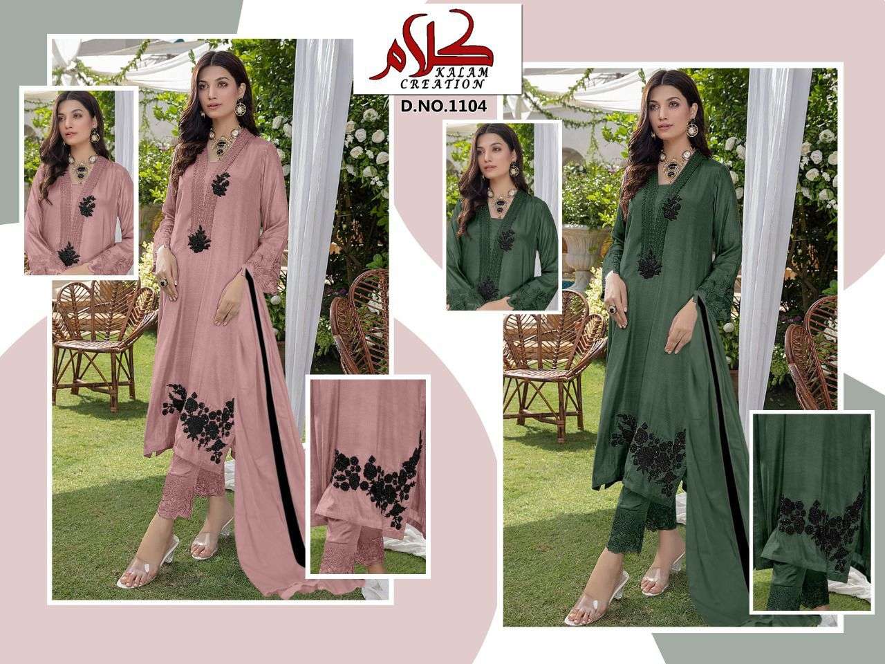 KALAM 1104 COLOURS BY KALAM CREATION 01 TO 02 SERIES BEAUTIFUL PAKISTANI SUITS COLORFUL STYLISH FANCY CASUAL WEAR & ETHNIC WEAR FAUX GEORGETTE DRESSES AT WHOLESALE PRICE