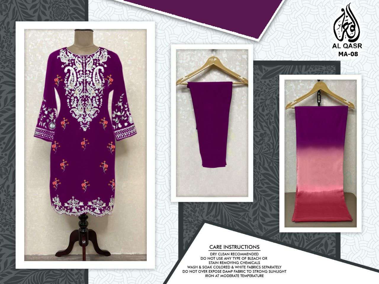 MA-08 COLOURS BY AL QASR 08-A TO 08-F SERIES BEAUTIFUL PAKISTANI SUITS COLORFUL STYLISH FANCY CASUAL WEAR & ETHNIC WEAR FAUX GEORGETTE DRESSES AT WHOLESALE PRICE