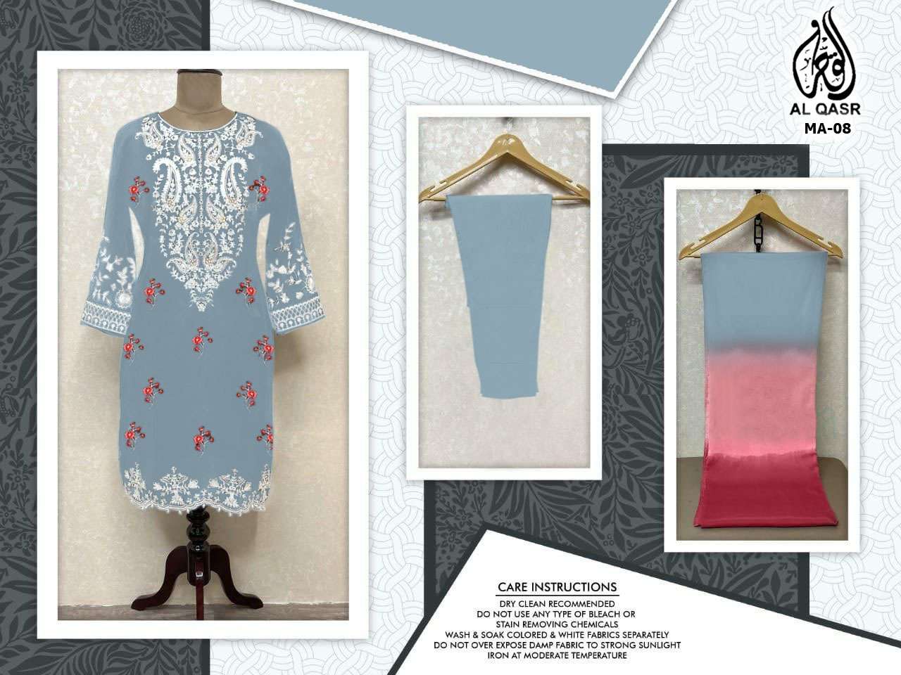 MA-08 COLOURS BY AL QASR 08-A TO 08-F SERIES BEAUTIFUL PAKISTANI SUITS COLORFUL STYLISH FANCY CASUAL WEAR & ETHNIC WEAR FAUX GEORGETTE DRESSES AT WHOLESALE PRICE