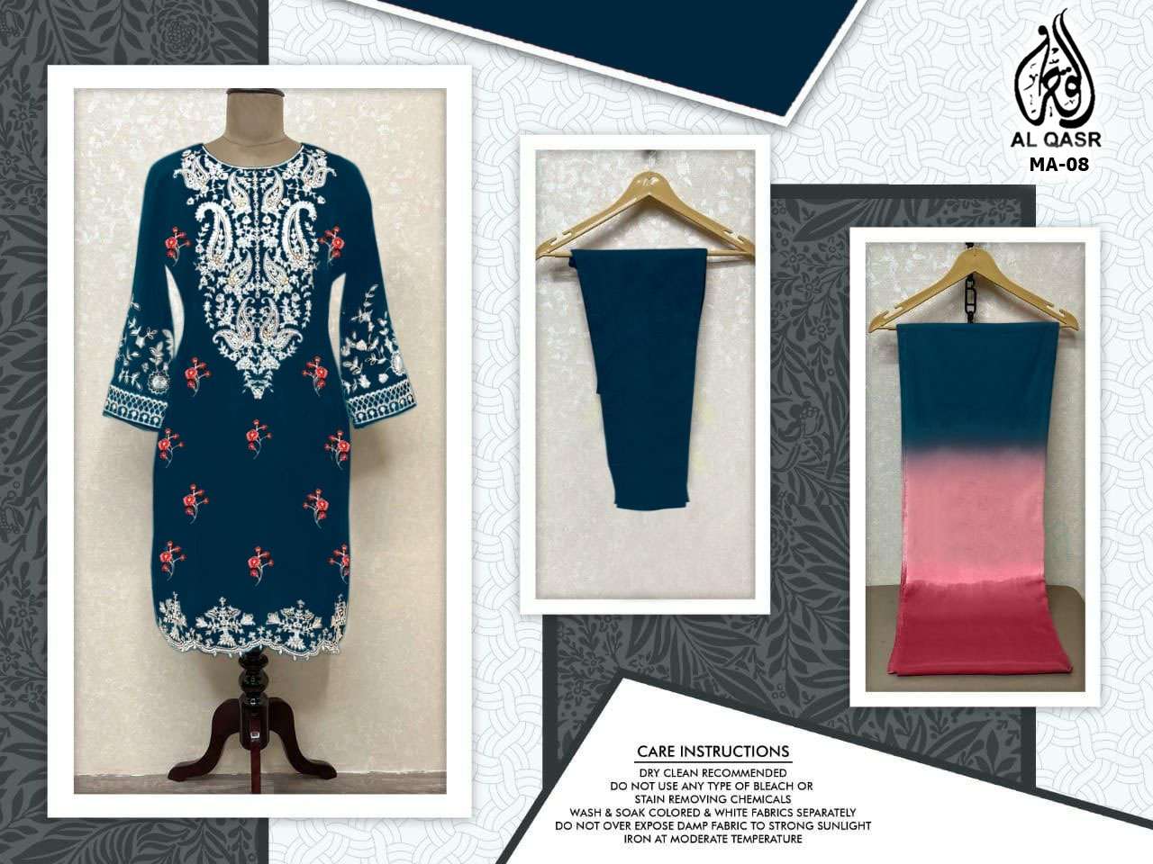 MA-08 COLOURS BY AL QASR 08-A TO 08-F SERIES BEAUTIFUL PAKISTANI SUITS COLORFUL STYLISH FANCY CASUAL WEAR & ETHNIC WEAR FAUX GEORGETTE DRESSES AT WHOLESALE PRICE
