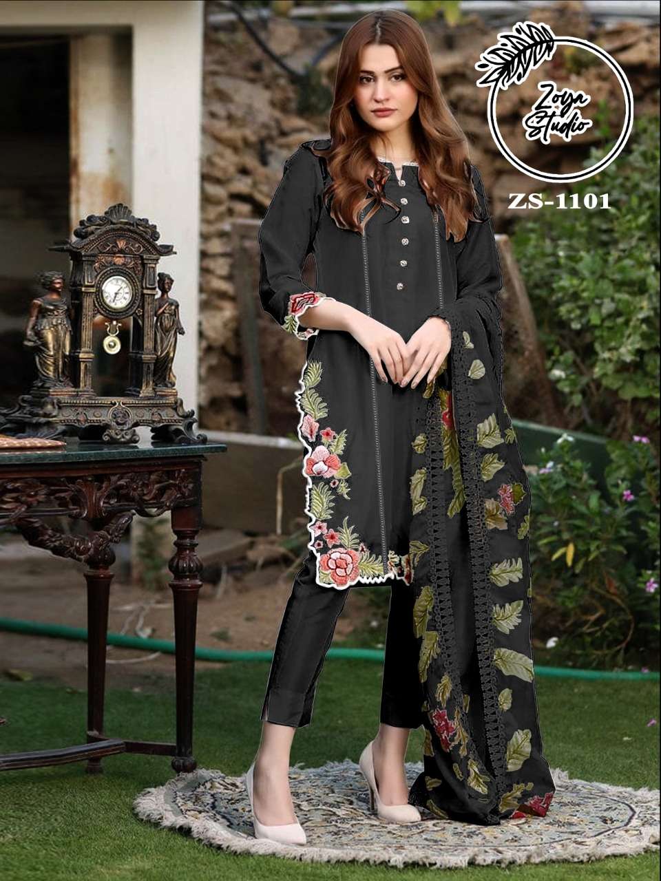 ZS-1101 COLOURS BY ZS TEXTILE 1101-A TO 1101-B SERIES BEAUTIFUL PAKISTANI SUITS COLORFUL STYLISH FANCY CASUAL WEAR & ETHNIC WEAR PURE COTTON DRESSES AT WHOLESALE PRICE