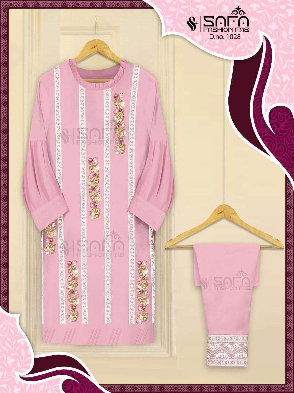 SAFA 1028 COLOURS BY SAFA FASHION 1028-A TO 1028-C SERIES DESIGNER STYLISH FANCY COLORFUL BEAUTIFUL PARTY WEAR & ETHNIC WEAR COLLECTION HEAVY GEORGETTE KURTIS WITH BOTTOM AT WHOLESALE PRICE