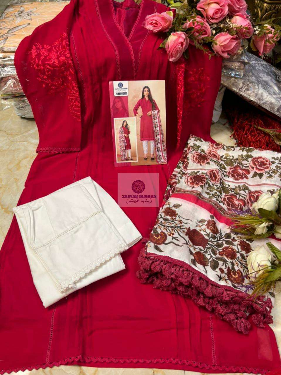 ZF-1204 COLOURS BY ZAINAB FASHION PAKISTANI SUITS BEAUTIFUL FANCY COLORFUL STYLISH PARTY WEAR & OCCASIONAL WEAR PURE GEORGETTE WITH EMBROIDERY DRESSES AT WHOLESALE PRICE