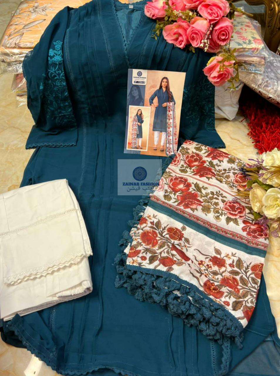 ZF-1204 COLOURS BY ZAINAB FASHION PAKISTANI SUITS BEAUTIFUL FANCY COLORFUL STYLISH PARTY WEAR & OCCASIONAL WEAR PURE GEORGETTE WITH EMBROIDERY DRESSES AT WHOLESALE PRICE