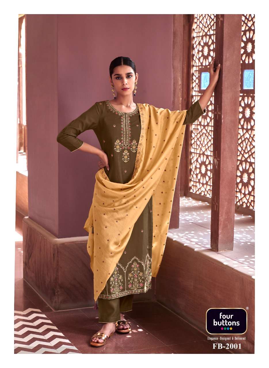 RANGREZ VOL-2 BY FOUR BUTTONS 2001 TO 2006 SERIES DESIGNER SUITS COLLECTION BEAUTIFUL STYLISH COLORFUL FANCY PARTY WEAR & OCCASIONAL WEAR VISCOSE SILK EMBROIDERY DRESSES AT WHOLESALE PRICE