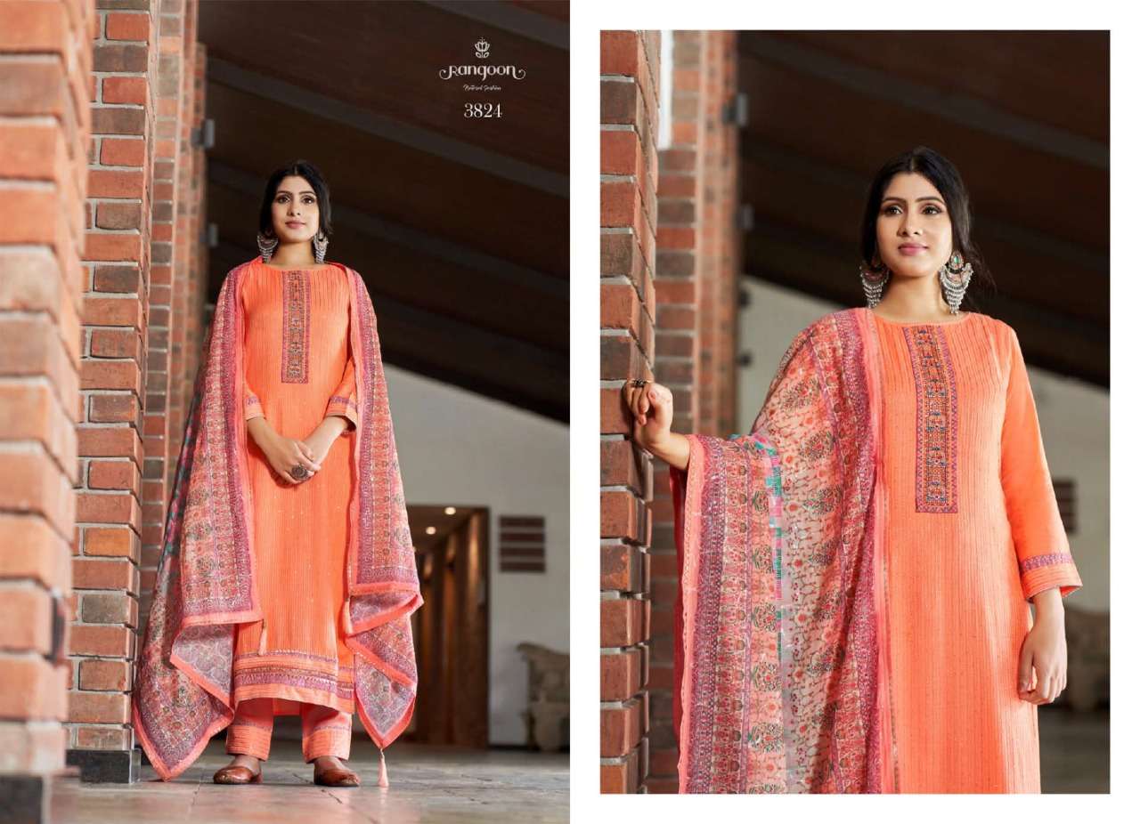 AARAMBH VOL-2 BY RANGOON 3821 TO 3824 SERIES BEAUTIFUL SUITS COLORFUL STYLISH FANCY CASUAL WEAR & ETHNIC WEAR PURE MUSLIN DRESSES AT WHOLESALE PRICE