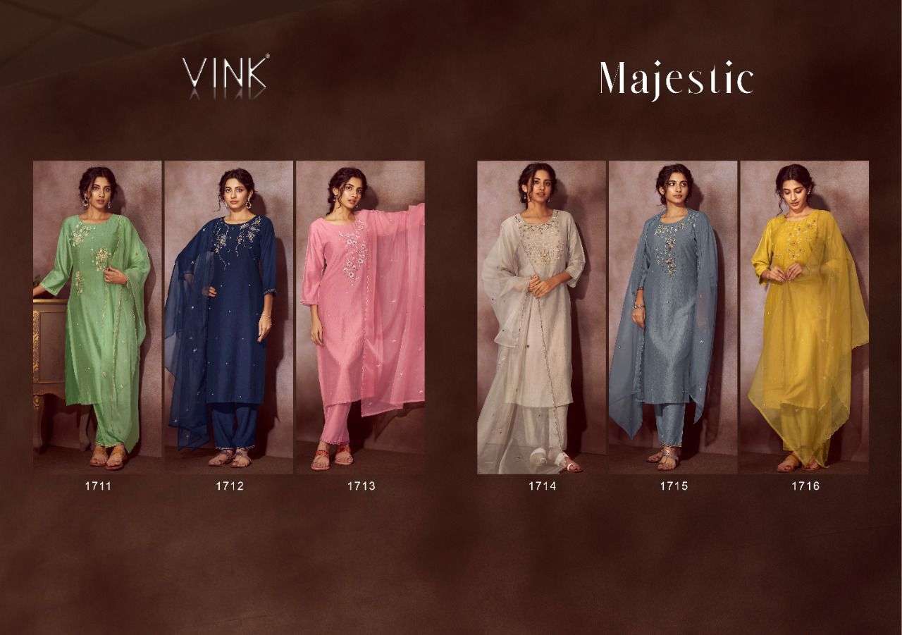 MAJESTIC BY VINK 1711 TO 1716 SERIES BEAUTIFUL SUITS COLORFUL STYLISH FANCY CASUAL WEAR & ETHNIC WEAR VISCOSE DRESSES AT WHOLESALE PRICE