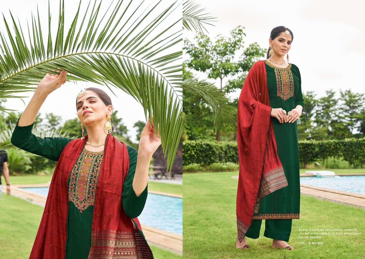 INNA BY CHERRY 301 TO 304 SERIES BEAUTIFUL SUITS COLORFUL STYLISH FANCY CASUAL WEAR & ETHNIC WEAR PURE SILK DRESSES AT WHOLESALE PRICE