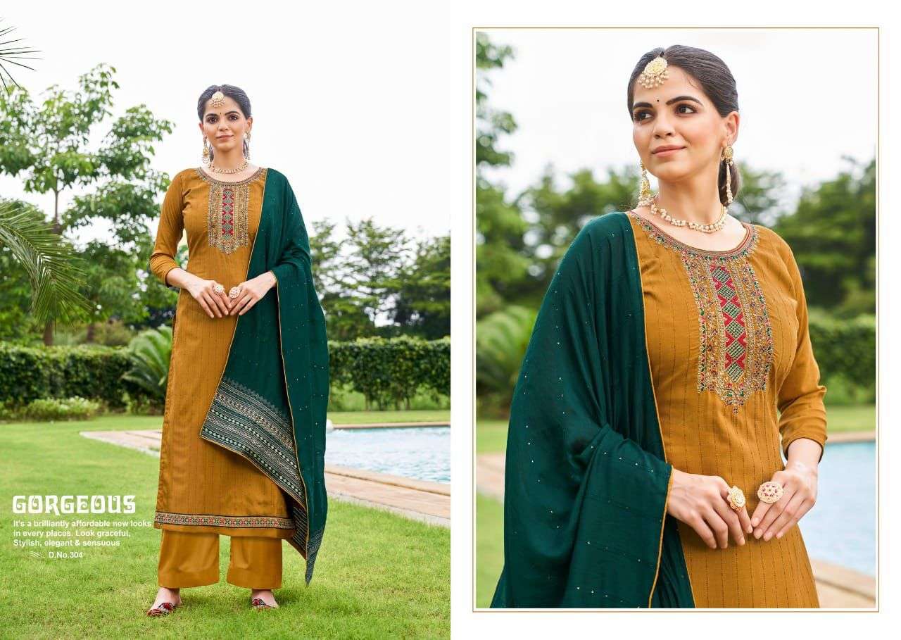INNA BY CHERRY 301 TO 304 SERIES BEAUTIFUL SUITS COLORFUL STYLISH FANCY CASUAL WEAR & ETHNIC WEAR PURE SILK DRESSES AT WHOLESALE PRICE