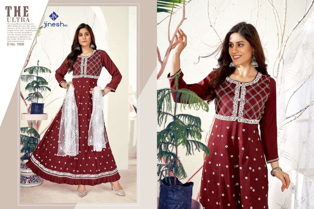 RIMZIM BY JINESH NX 1001 TO 1006 SERIES BEAUTIFUL STYLISH FANCY COLORFUL CASUAL WEAR & ETHNIC WEAR SILK EMBROIDERED GOWNS WITH DUPATTA AT WHOLESALE PRICE