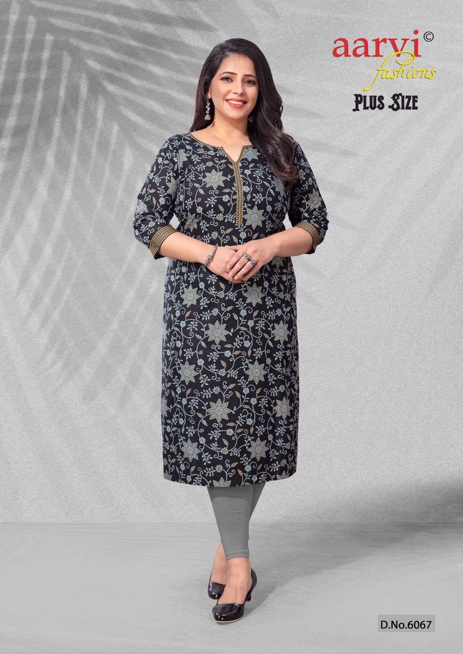 PLUS SIZE BY AARVI FASHION 6064 TO 6078 SERIES DESIGNER STYLISH FANCY COLORFUL BEAUTIFUL PARTY WEAR & ETHNIC WEAR COLLECTION PURE COTTON KURTIS AT WHOLESALE PRICE