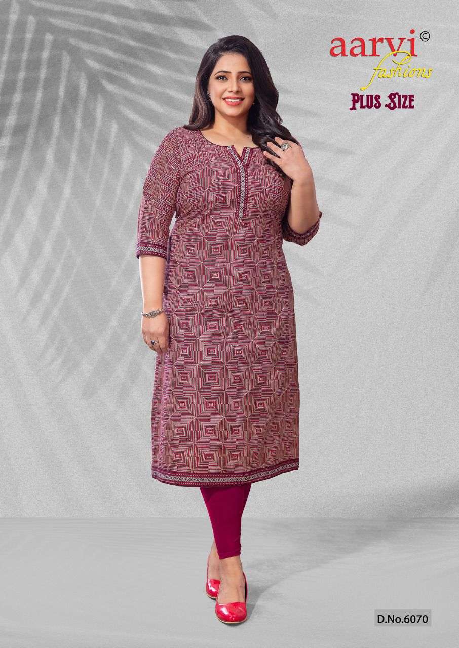 PLUS SIZE BY AARVI FASHION 6064 TO 6078 SERIES DESIGNER STYLISH FANCY COLORFUL BEAUTIFUL PARTY WEAR & ETHNIC WEAR COLLECTION PURE COTTON KURTIS AT WHOLESALE PRICE