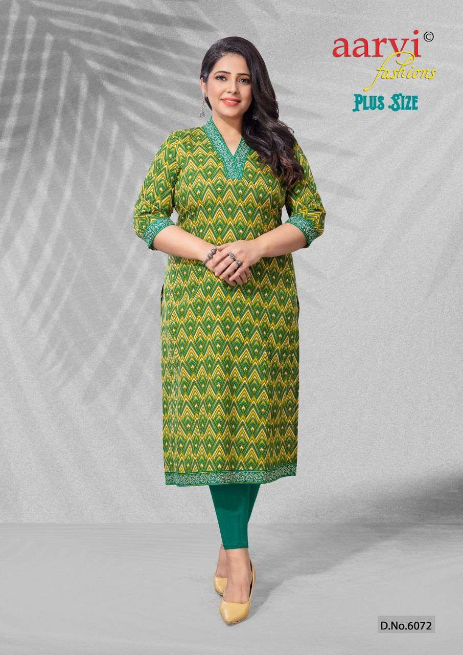 PLUS SIZE BY AARVI FASHION 6064 TO 6078 SERIES DESIGNER STYLISH FANCY COLORFUL BEAUTIFUL PARTY WEAR & ETHNIC WEAR COLLECTION PURE COTTON KURTIS AT WHOLESALE PRICE