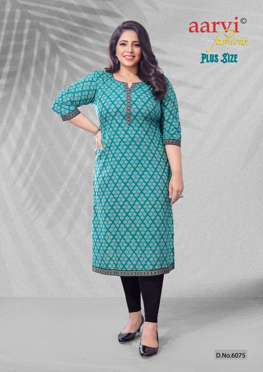 PLUS SIZE BY AARVI FASHION 6064 TO 6078 SERIES DESIGNER STYLISH FANCY COLORFUL BEAUTIFUL PARTY WEAR & ETHNIC WEAR COLLECTION PURE COTTON KURTIS AT WHOLESALE PRICE