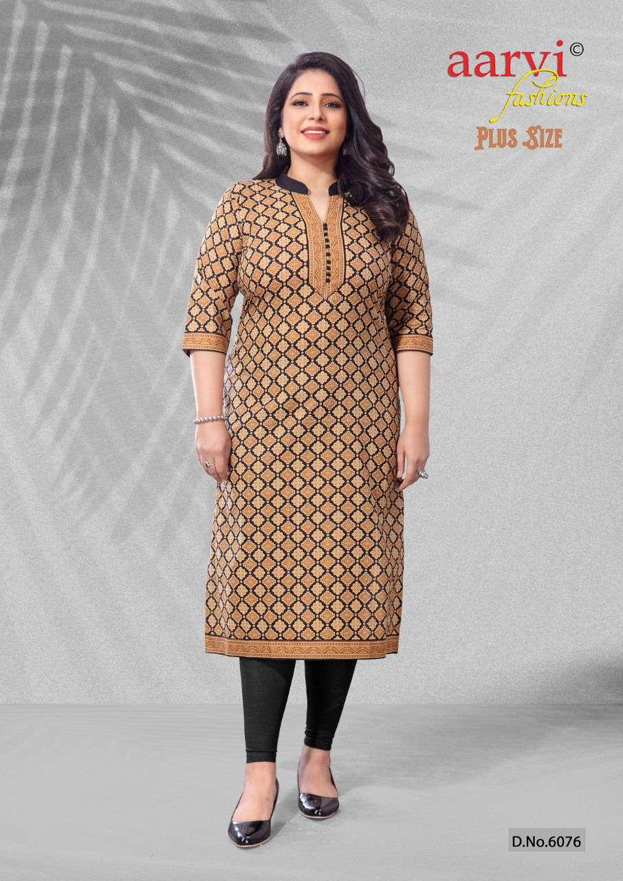 PLUS SIZE BY AARVI FASHION 6064 TO 6078 SERIES DESIGNER STYLISH FANCY COLORFUL BEAUTIFUL PARTY WEAR & ETHNIC WEAR COLLECTION PURE COTTON KURTIS AT WHOLESALE PRICE