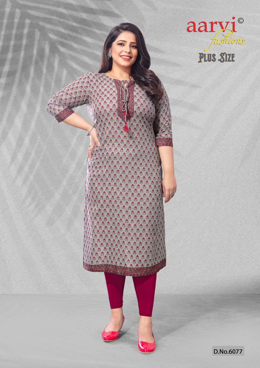 PLUS SIZE BY AARVI FASHION 6064 TO 6078 SERIES DESIGNER STYLISH FANCY COLORFUL BEAUTIFUL PARTY WEAR & ETHNIC WEAR COLLECTION PURE COTTON KURTIS AT WHOLESALE PRICE