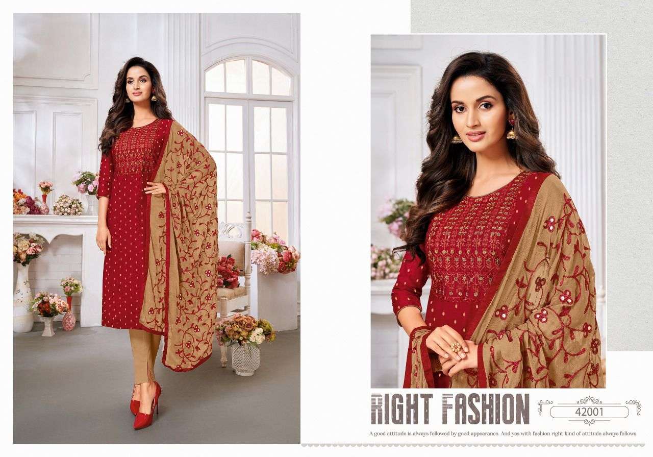 MAIRIN VOL-7 BY KAPIL TRENDZ 42001 TO 42012 SERIES BEAUTIFUL SUITS COLORFUL STYLISH FANCY CASUAL WEAR & ETHNIC WEAR MODAL DRESSES AT WHOLESALE PRICE